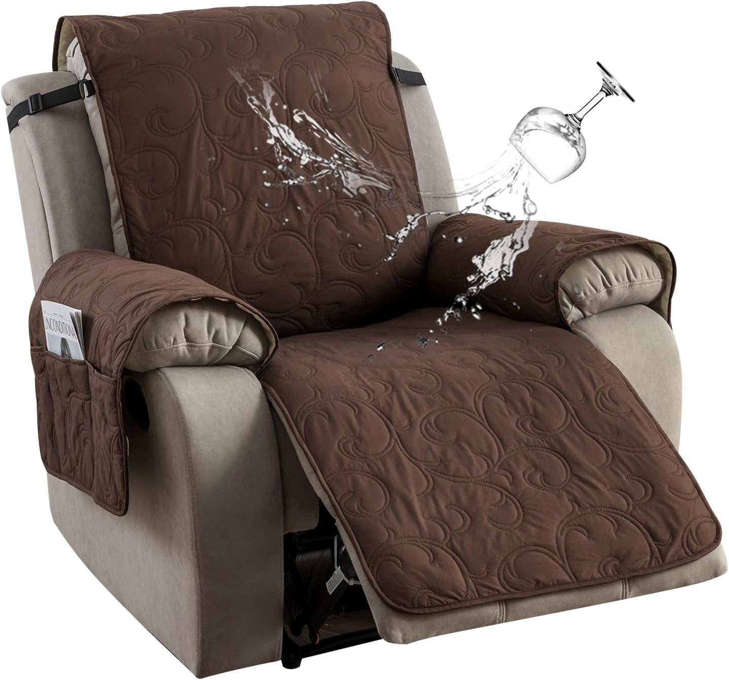 100% Waterproof Crocheted Pattern Recliner Slipcover For 1&2&3 Seats